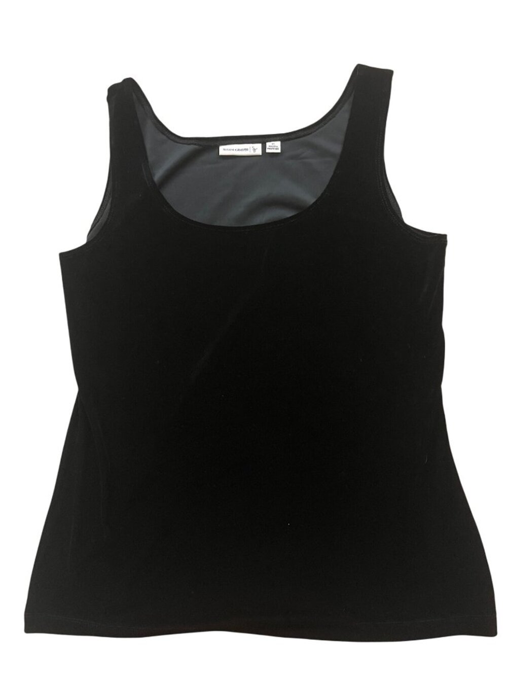 Susan Graver Y2K Black Velvet Tank Top Womens 14 Whimsigoth Witchycore Edgy Glam